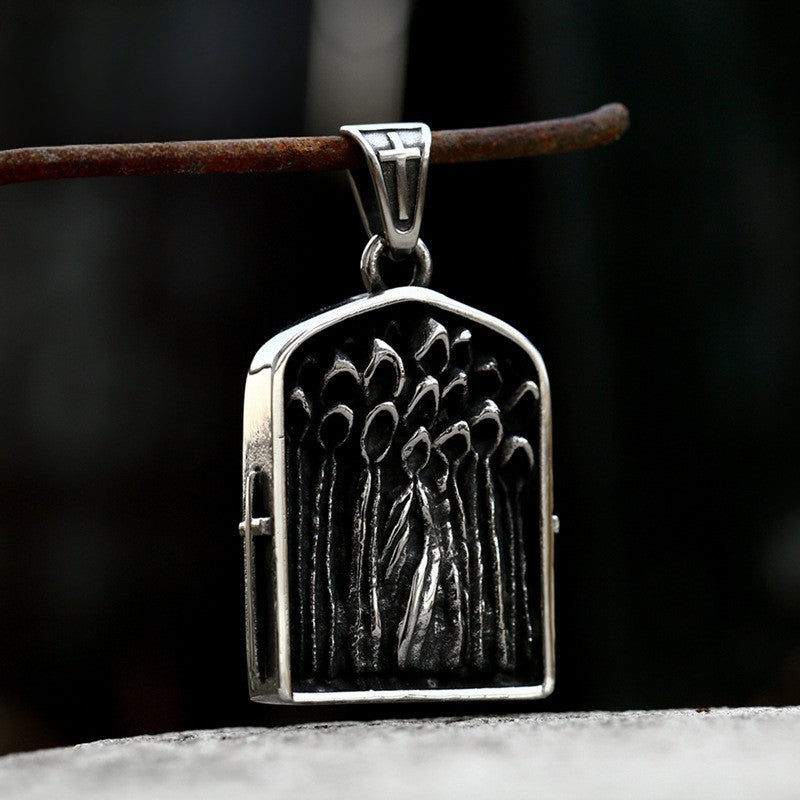 Retro Titanium Steel Grim Reaper Skull Cross Pendant for Men - Cross-Border Stainless Steel Jewelry