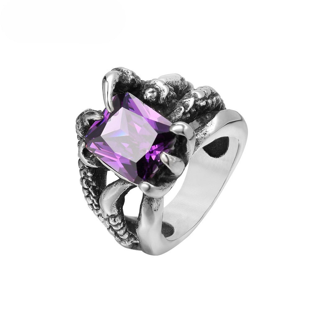 Planderful Fashion Retro Ghost Claw Zircon Men's Titanium Steel Ring Unisex Personalized Protection Statement