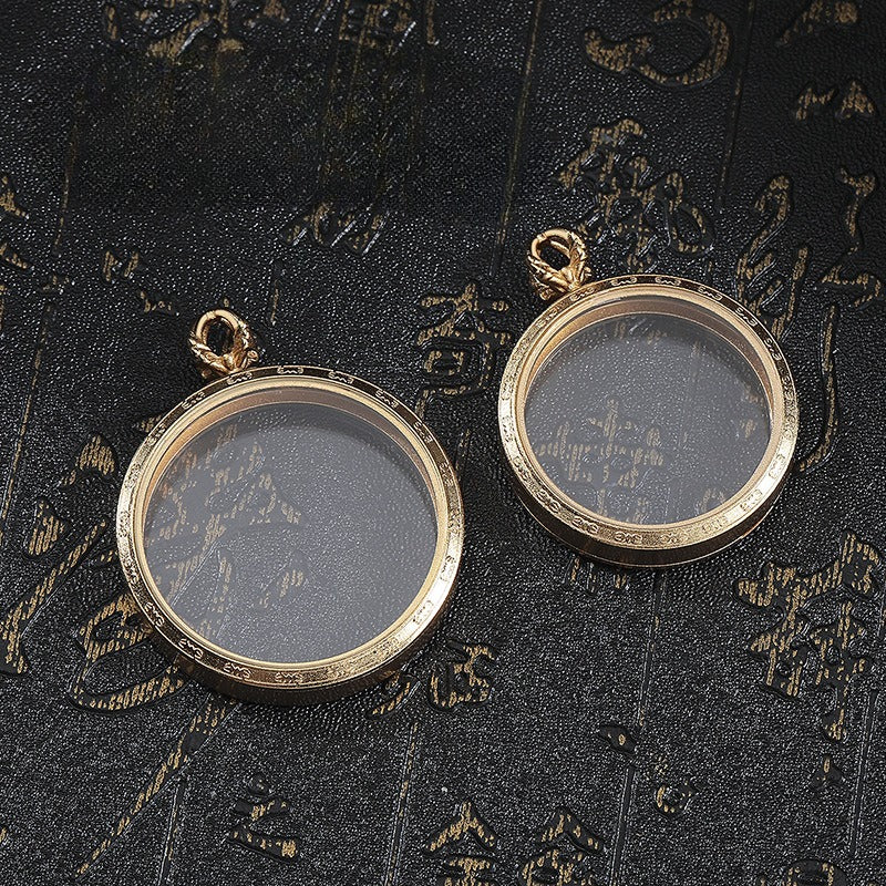 Steel Necklace - Elegant Double Sided Glass Box Pendant With Openable 35mm Inner Chamber For Everyday Wear
