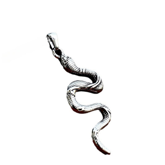 Stylish Retro Zodiac Snake Pendant Necklace for Men - Cross-Border Stainless Steel Jewelry