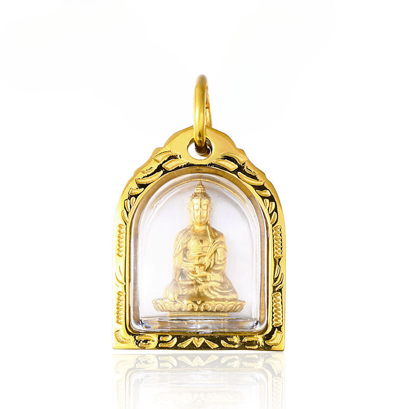 Men's Titanium Steel Sakyamuni Buddha and Guanyin Pendant, Creative Minimalist Jewelry Wholesale