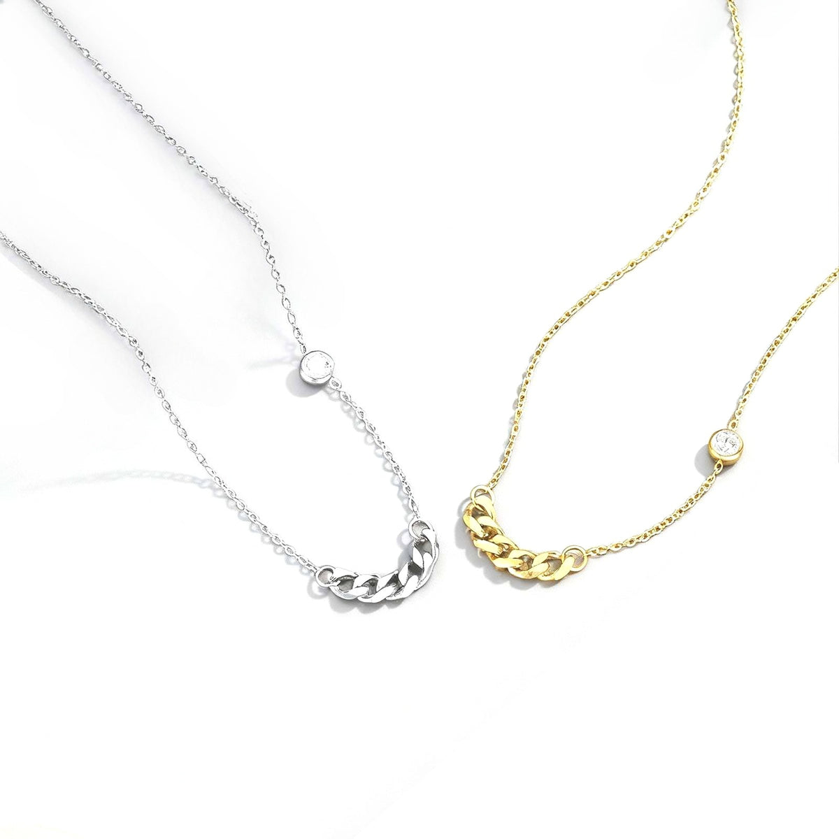 Stainless Steel Urban Refined Minimalist Zircon Chain Necklace For Commuters