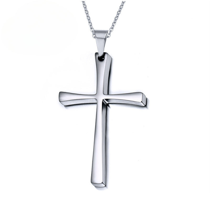 Korean Version Jewelry Simple Cross Necklace Pendant Titanium Steel for Men