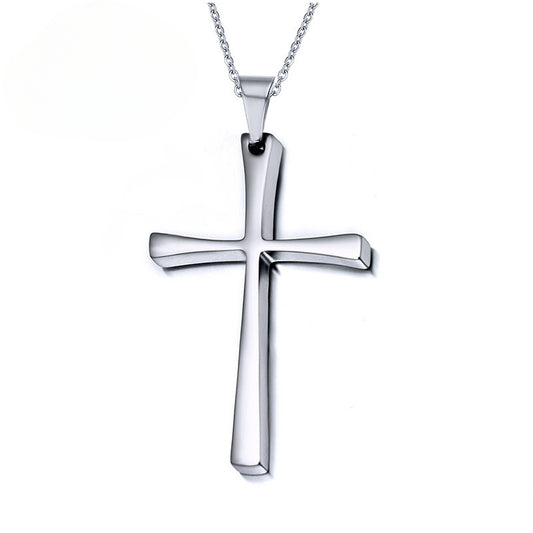 Korean Version Jewelry Simple Cross Necklace Pendant Titanium Steel for Men