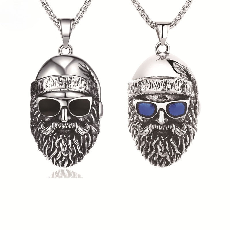 Steel Necklace – Elegant Men's Beard Pendant