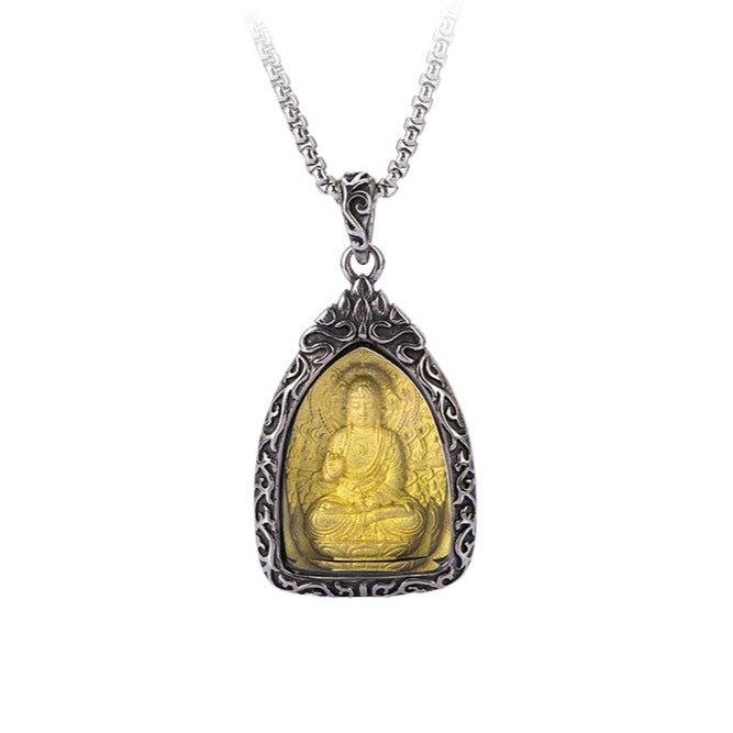 Titanium Steel Necklace – Vintage Buddha Guan Gong Guanyin Pendant for Everyday Spiritual Jewelry