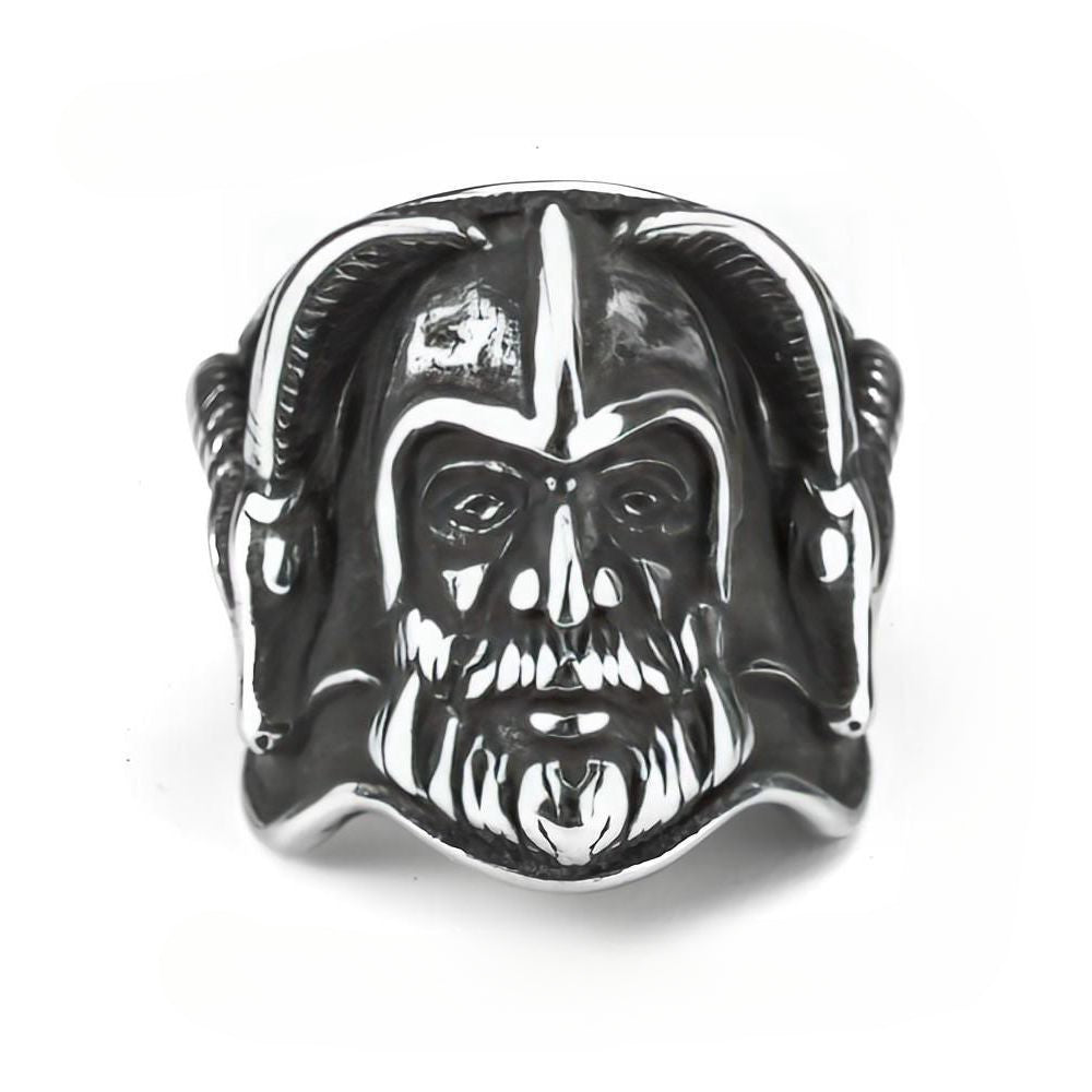 European And American Retro Jewelry Stainless Steel Men's Ring Hip Hop Style Viking Double Sheephead Warrior Ring