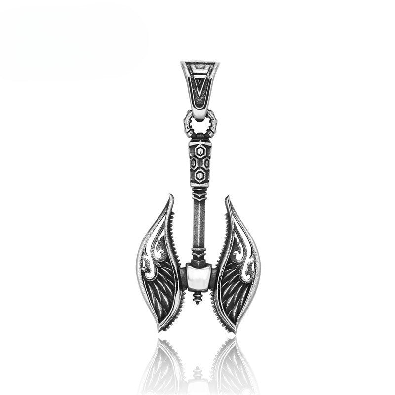 Retro Nordic Viking Double Axe Pendant in Titanium Steel for Men - Wholesale Jewelry