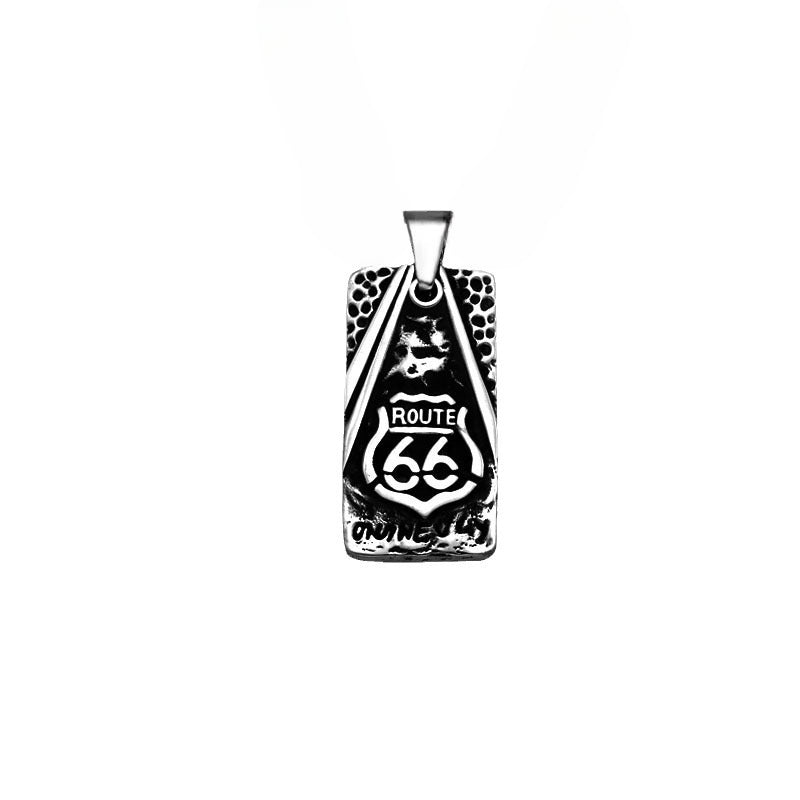 Highway 66 Retro Tag Stainless Steel Pendant for Men - European and American Jewelry Wholesale