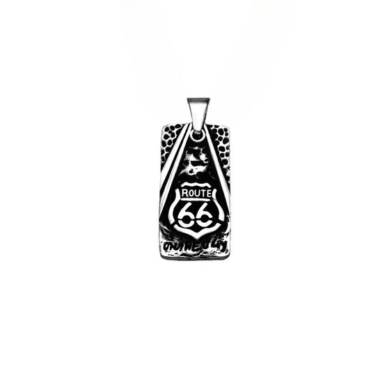 Highway 66 Retro Tag Stainless Steel Pendant for Men - European and American Jewelry Wholesale