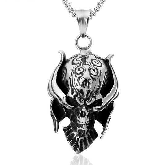 Halloween Aliens Skull Titanium Steel Necklace for Men
