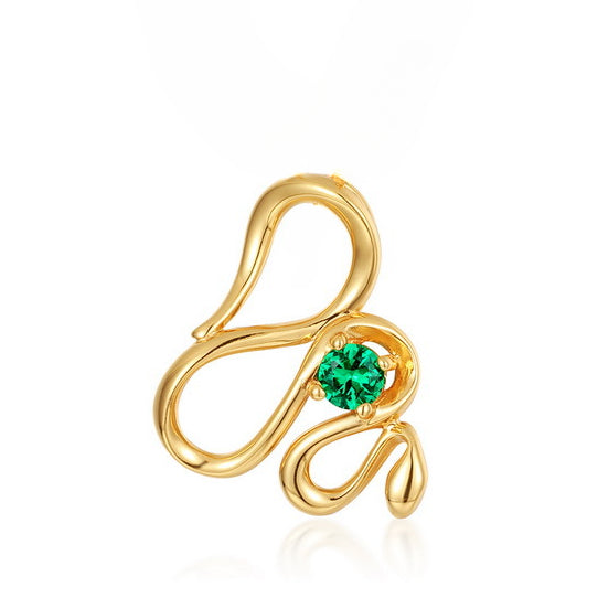 Green Zircon Curved Snake Sterling Silver Pendant