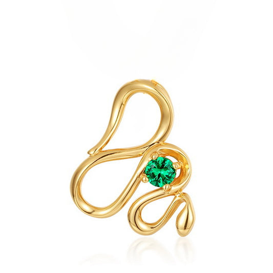 Green Zircon Curved Snake Sterling Silver Pendant