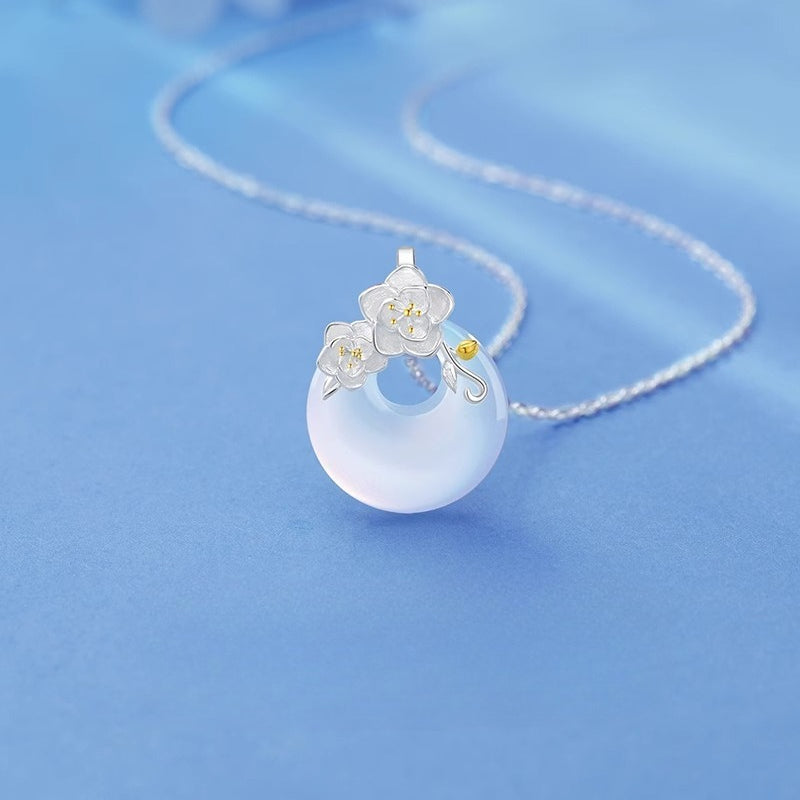 Planderful 925 Sterling Silver Camellia Necklace With Safety Buckle Pendant Collarbone Chain Gift For Girlfriend