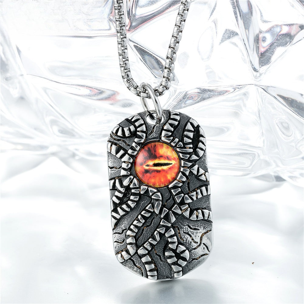 Planderful Personalized Retro Devil's Eye Pendant Necklace For Men And Unisex Titanium Steel Protection Statement