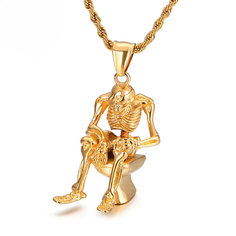Skull Charm Stainless Steel Pendant for Men with a European Flair