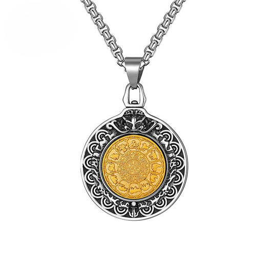 Steel Necklace – Vintage Bagua Pendant For Men