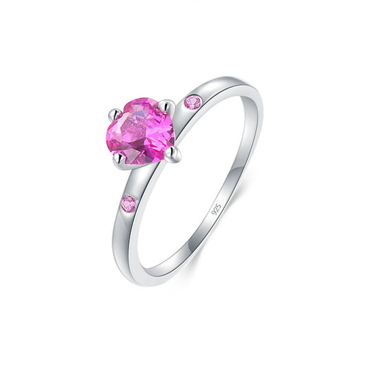Elegant Sterling Silver Heart-shaped Zircon Ring for Women