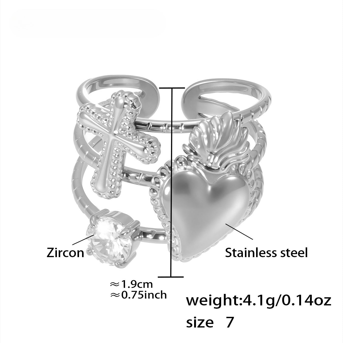 Planderful 5A Zircon Open Ring Gold Plated For Women