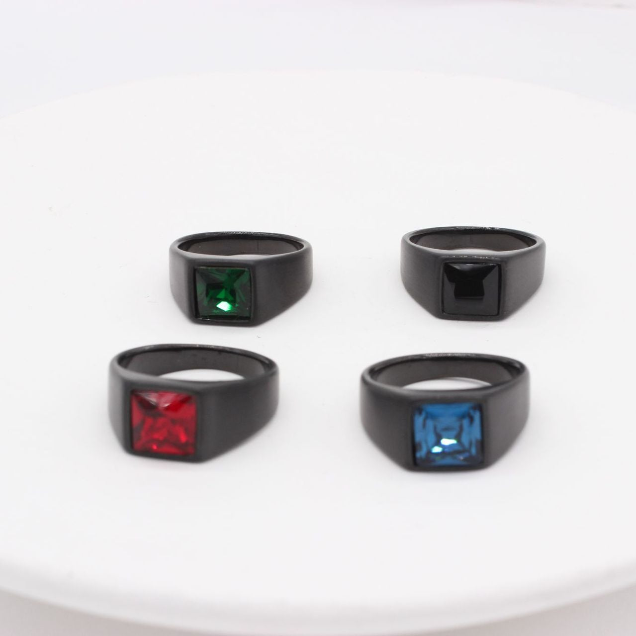 Planderful Titanium Steel Ring With Black Zircon For Men And Women Unisex Everyday Genie Protection