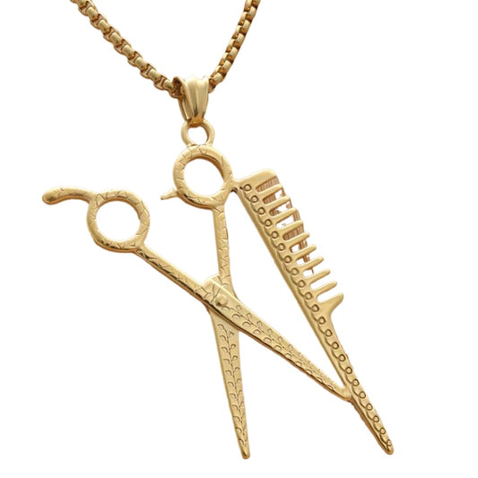 Titanium Steel Scissors Pendant Necklace for Men - Punk Retro Style by Planderful