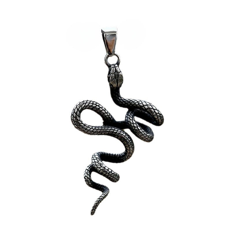 Retro Stainless Steel Snake Pendant for Men - Wholesale European and American Jewelry