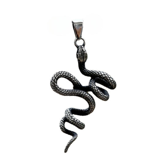 Retro Stainless Steel Snake Pendant for Men - Wholesale European and American Jewelry