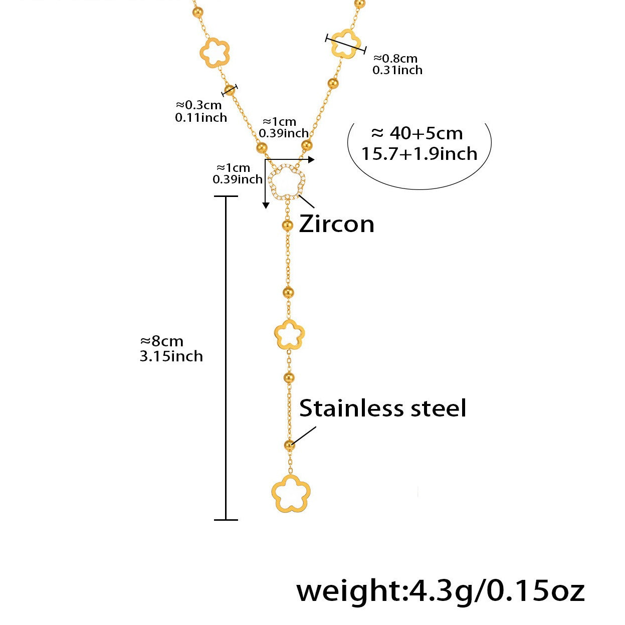 Planderful Women Stainless Steel Tassel Zircon Necklace