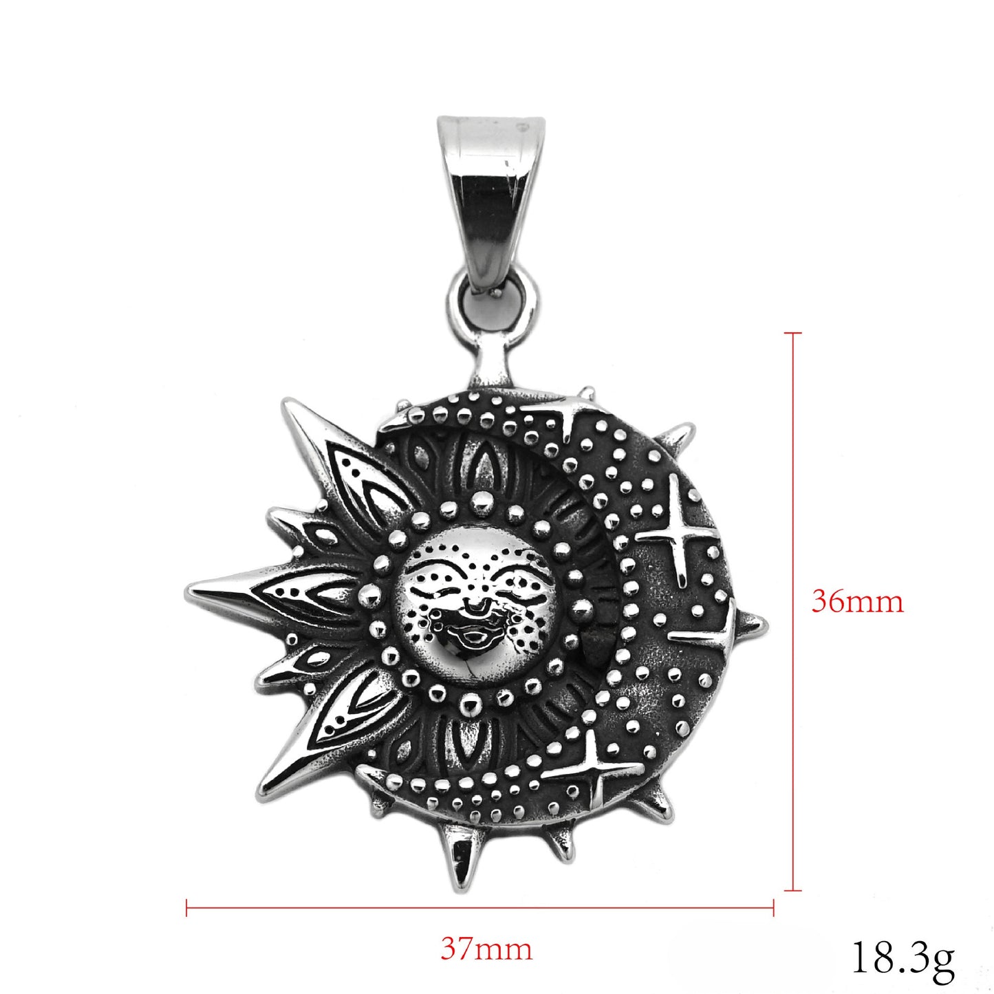 Steel Necklace Vintage Sun Smiley Celestial Mandala Floral Pendant Planderful Jewelry