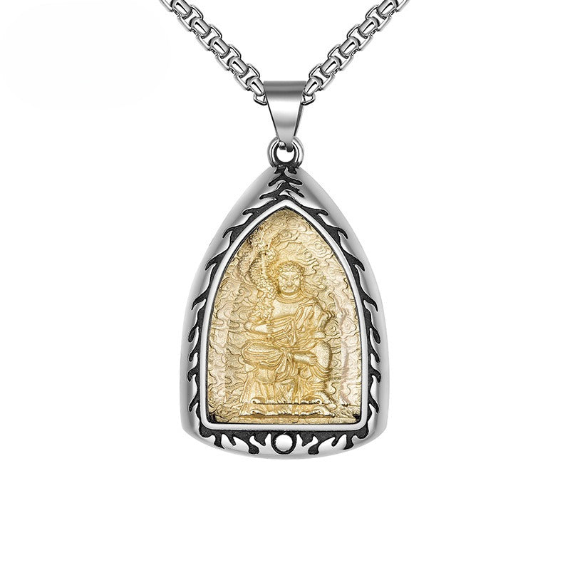 Steel Necklace – Vintage Buddhist Amulet