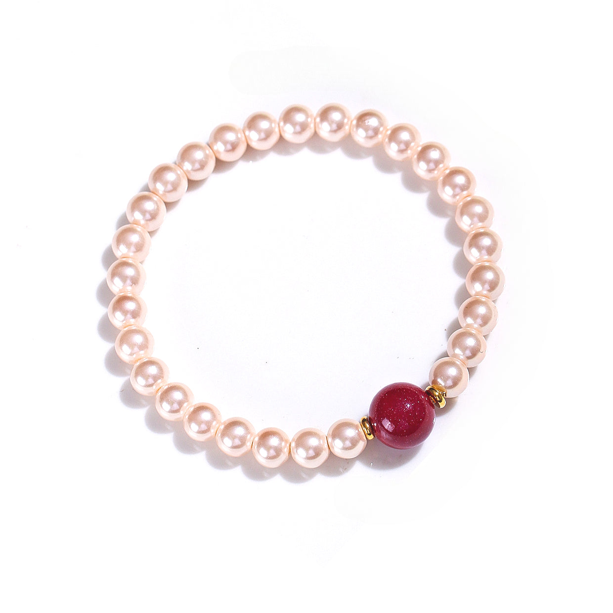 Planderful Fortune's Favor Bracelet – Elegant Pearl and Cinnabar Design