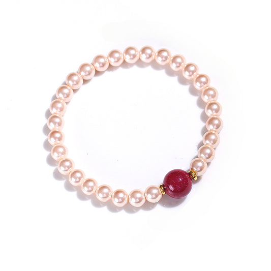 Planderful Fortune's Favor Bracelet – Elegant Pearl and Cinnabar Design