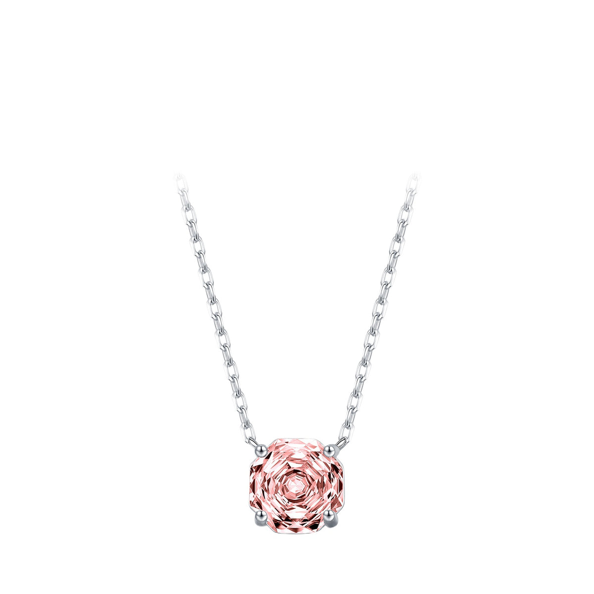 925 Sterling Silver Multicolor Octagonal Rose-Cut Zircon Necklace