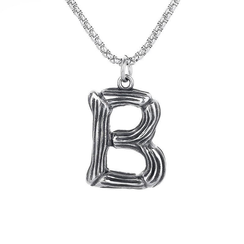 Stainless Steel Necklace – Minimalist 26 Letter Pendant