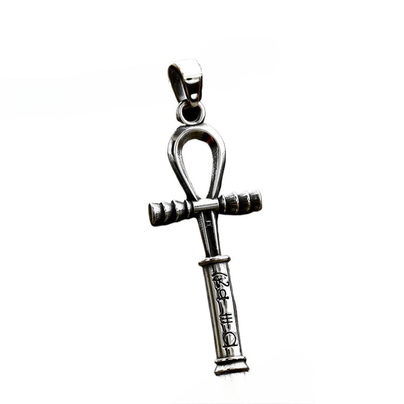 Egyptian Anubis Cross Pendant in Retro Titanium Steel - Men's Scepter Jewelry