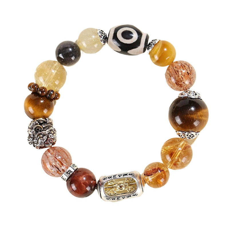 Planderful Fortune's Favor Bracelet – Original Design with Tiger's Eye and Dzi Beads