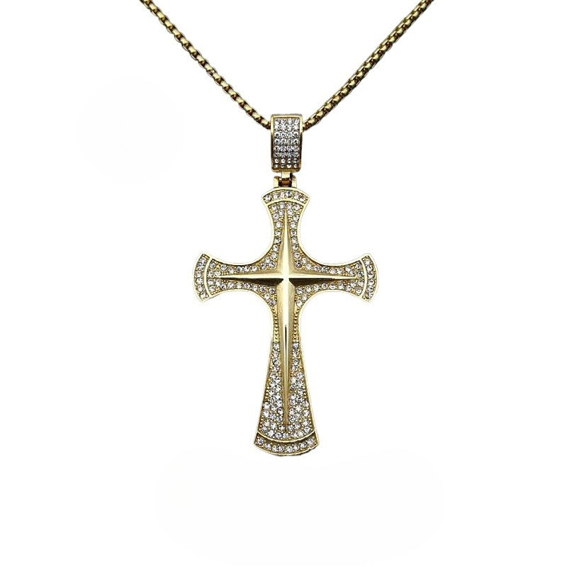 Zircon Necklace – Statement Hip Hop Steel Gold Plated Pendant For Everyday Wear Planderful