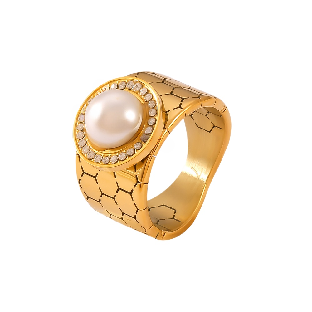 Gypsy Glow Pearl Titanium Steel Ring