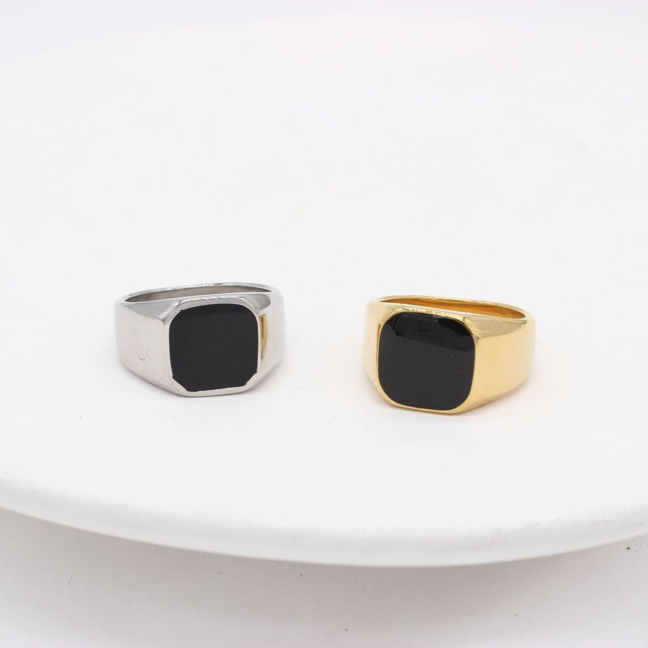 Planderful Square Shell Titanium Steel Ring Unisex Fashion Jewelry For Men And Women Durable Statement
