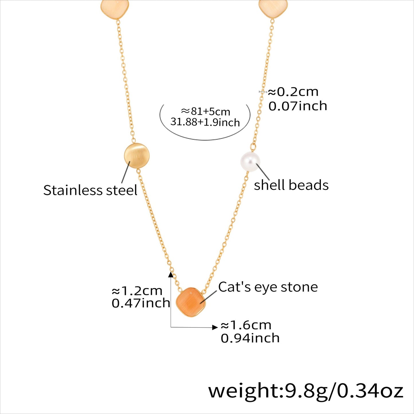 Planderful Candy Color Opal Necklace Gold Plated For Women