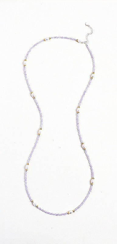 Freshwater Pearl Amethyst Lapis Lazuli Faceted Necklace