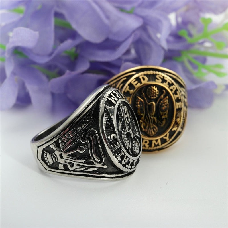 Planderful Titanium Steel Eagle Ring For Men Unisex Retro Trendy Statement Jewelry With Protective Symbol