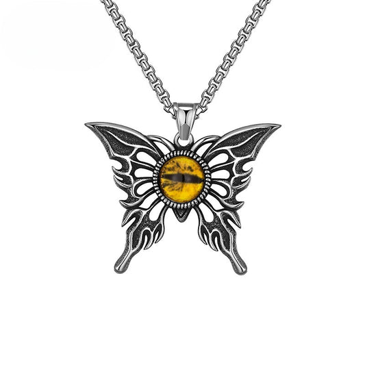 Steel Necklace – Statement Eye Pendant Unisex Fashion Jewelry For Nightlife Streetwear Hip Hop Style Planderful