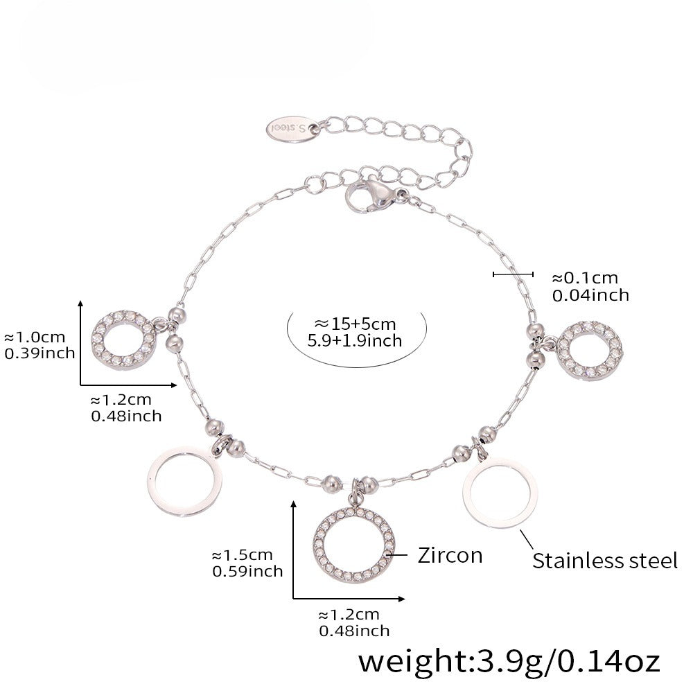 Planderful Zircon Circle Bracelet Women Stainless Steel