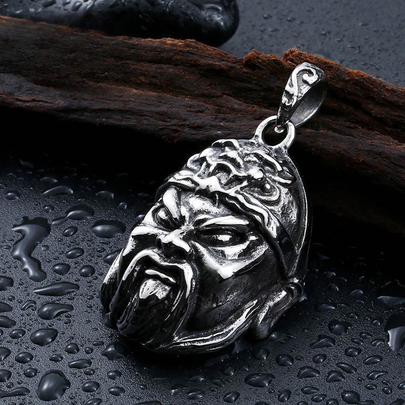 Titanium Steel Guan Gong Pendant - Retro Ethnic Style Jewelry for Men