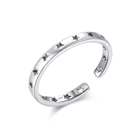 S925 Sterling Silver Adjustable Hollow Star Ring for Women - Everyday Genie Collection