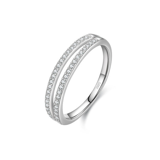 S925 Sterling Silver Double-layer Zircon Ring, Women's Index Finger Ring