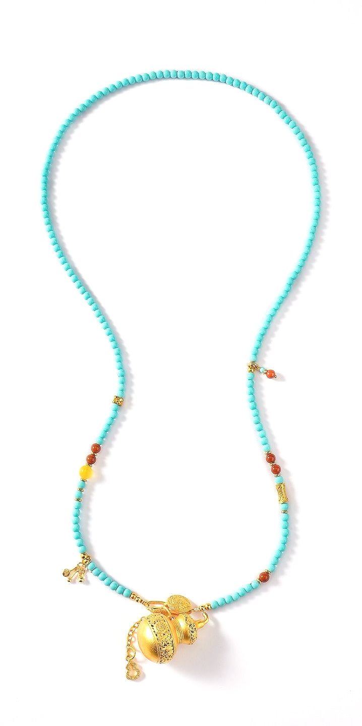 Gold-Tone Gourd Turquoise Necklace