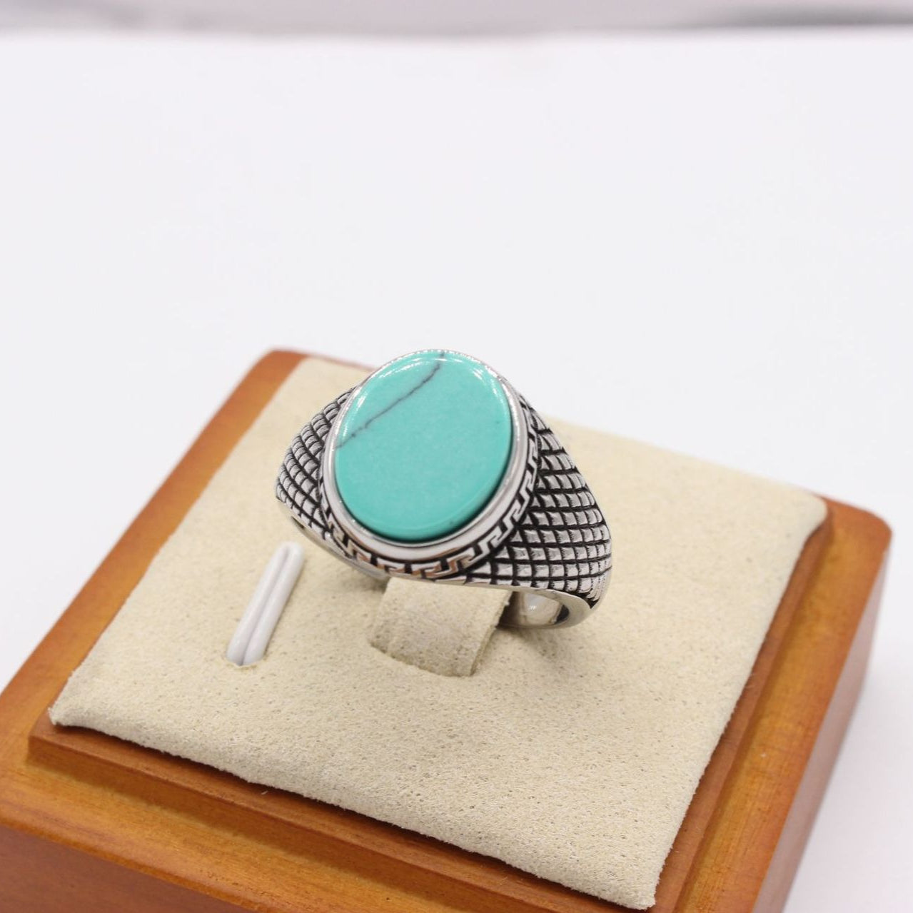 Planderful Turquoise Gemstone Titanium Steel Ring For Men Unisex Protection Statement Everyday Genie