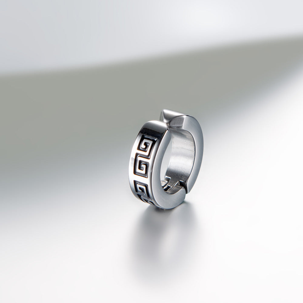 Japanese And Korean Style Hip Hop Titanium Steel Ear Clips For Men